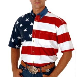 Roper Stars and Stripes patriotic short sleeve shirt Size 2XL